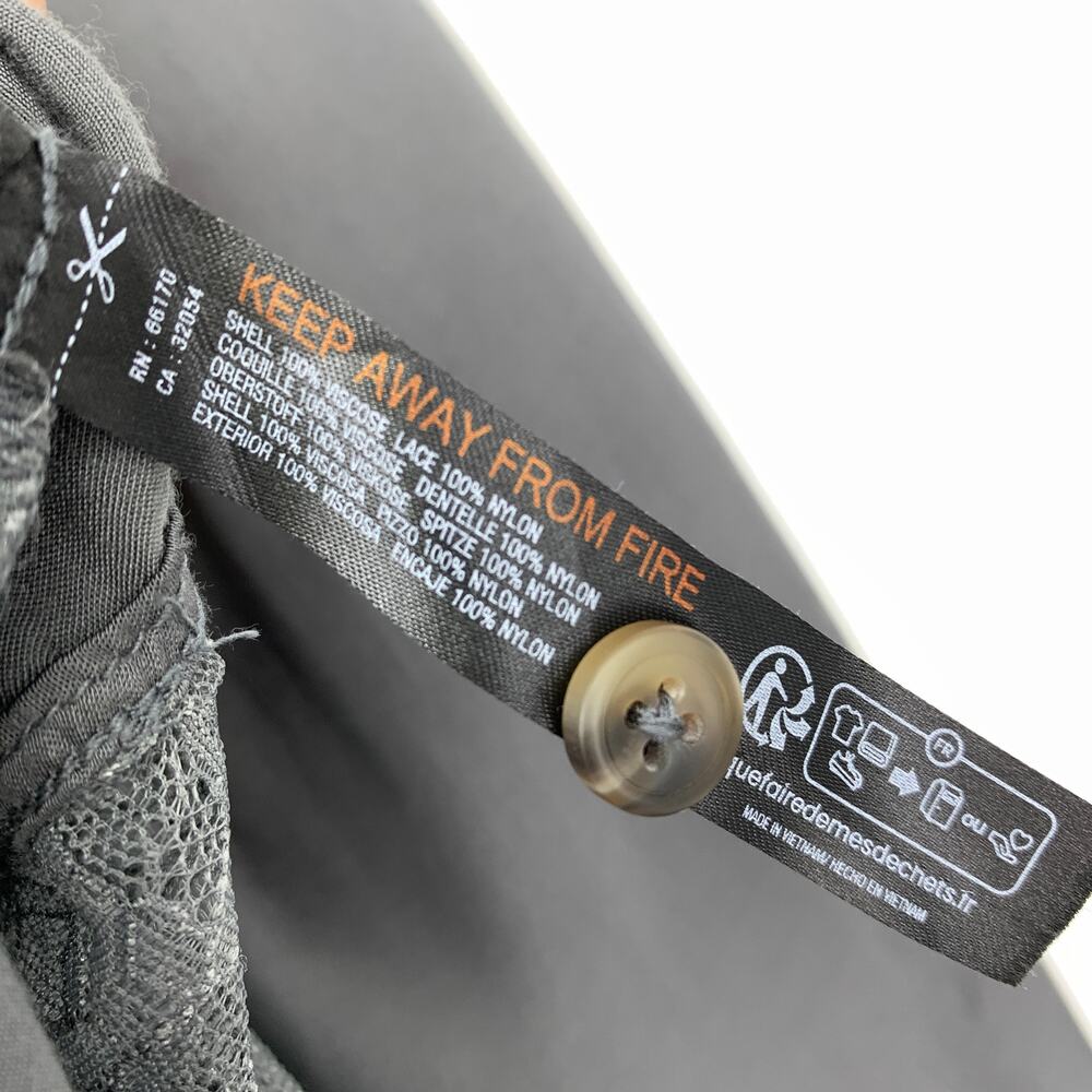 By Anthropologie Satin + Lace Pajama Set Cropped Top W/Shorts Gray Size Medium - Picture 13 of 13